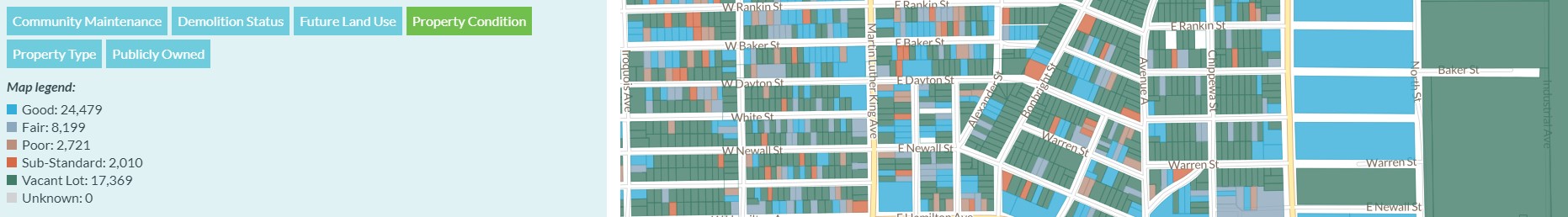 Flint Property portal, map legend