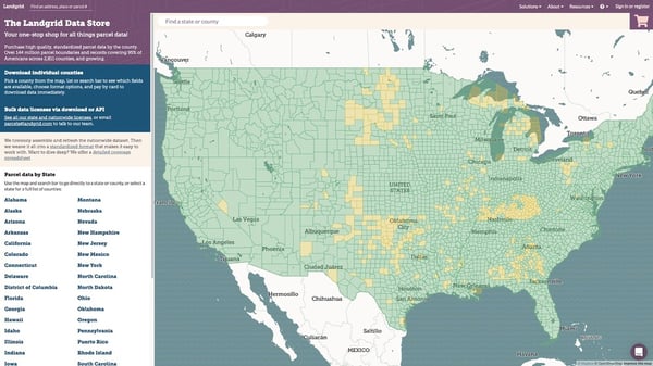 Regrid Data Store coverage map