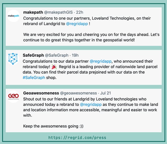 Testimonials from makepath, safegraph and geoawesomeness