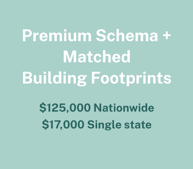 Premium Schema + Matched Building Footprints: $125,000 nationwide annually, $17,000 single state.