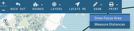 Draw focus area tool located under draw