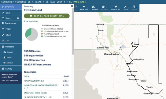 El Paso East on the Regrid Mapping Platform